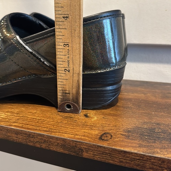 Dansko Olive Green Iridescent Glitter Patent Leather Clog Size 41 - Picture 11 of 13